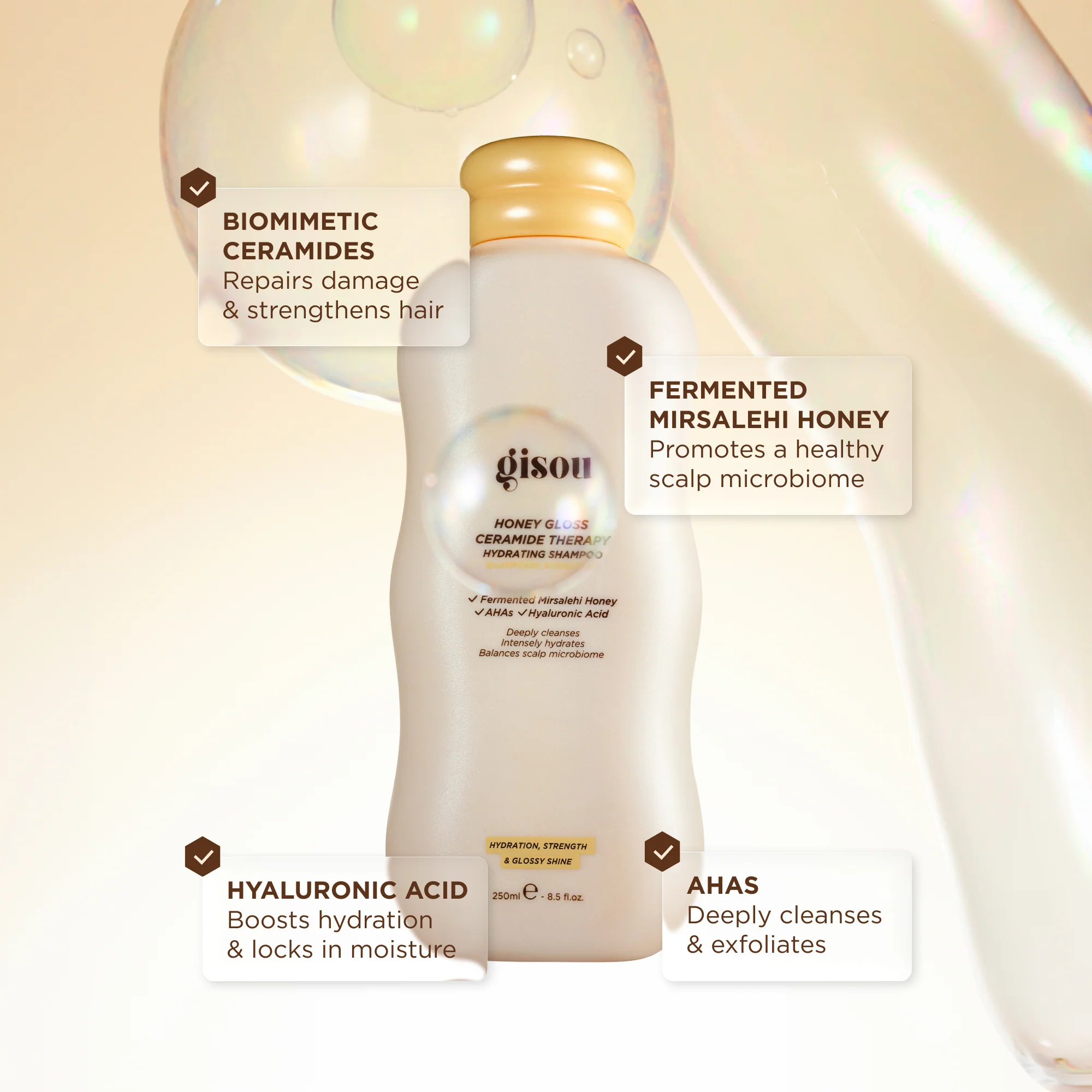 Honey Gloss Ceramide Therapy Hydrating Shampoo Gisou — detalhe 5