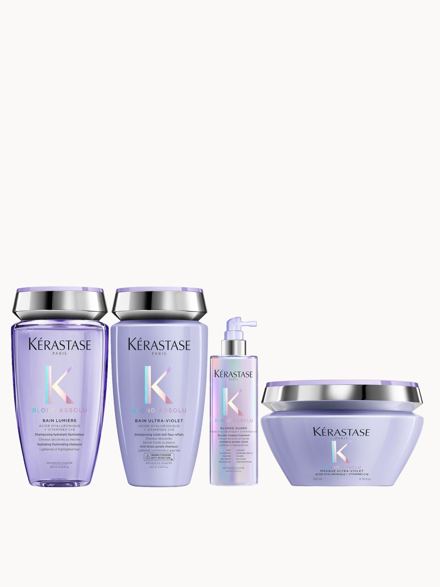 Kérastase Blond Absolu Bain Lumiere, Bain UV, Masque UV & Blonde Guard Kérastase — textura e acabamento