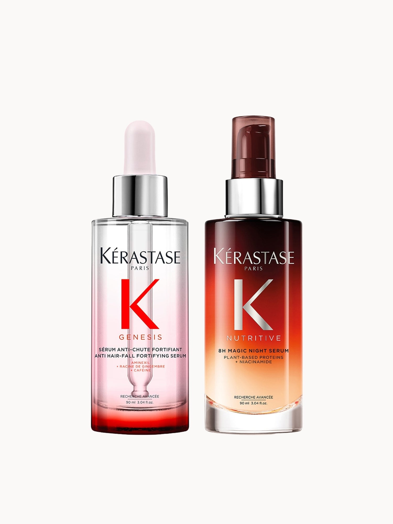 Kérastase Magic Power Duo, Genesis Anti-Chute Fortifiant Serum 90ml and Nutritive 8H Night Serum 90ml Kérastase — textura e acabamento