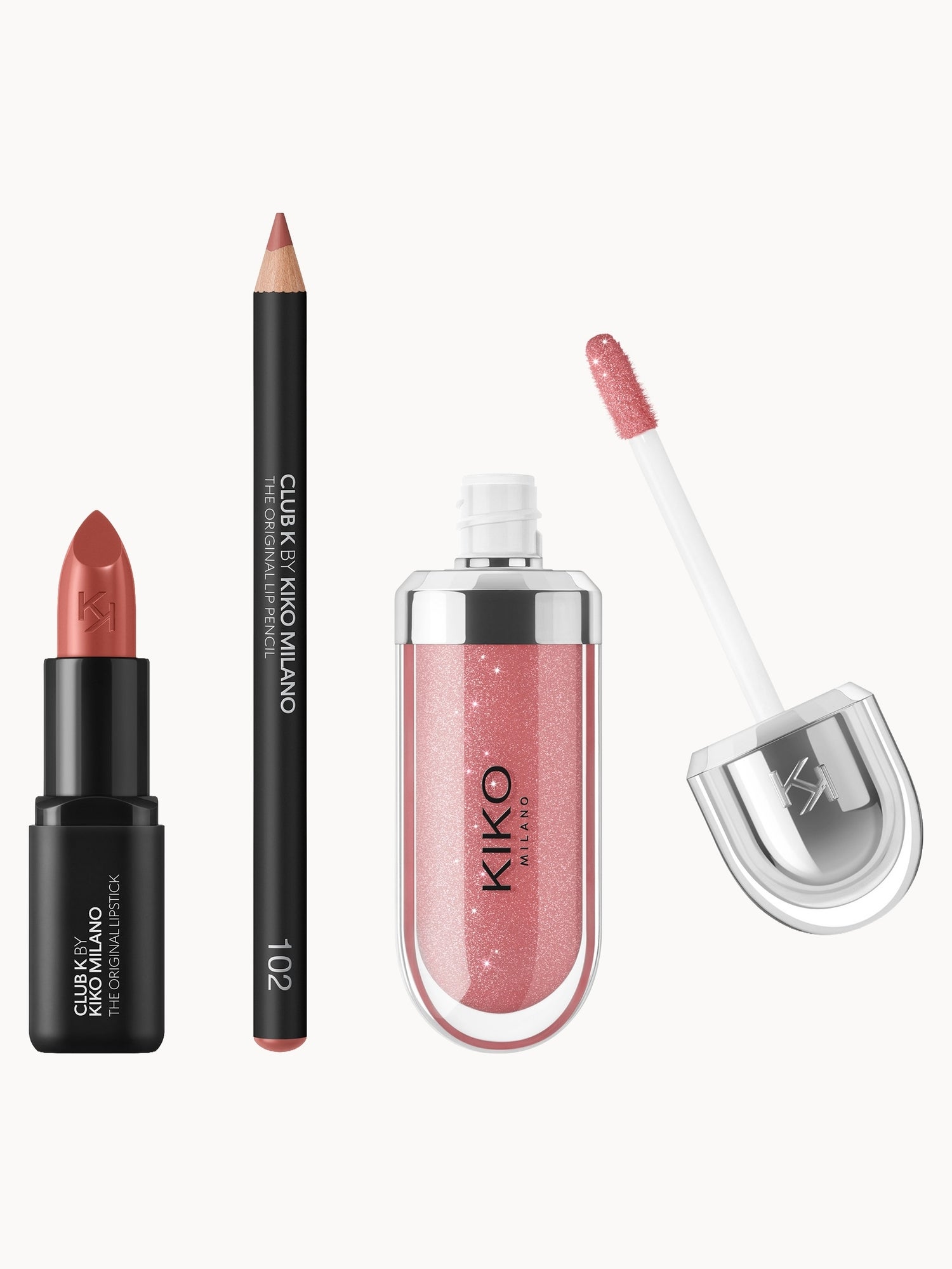 KIKO Milano Exclusive Rosey Nude Lip Trio KIKO Milano — textura e acabamento