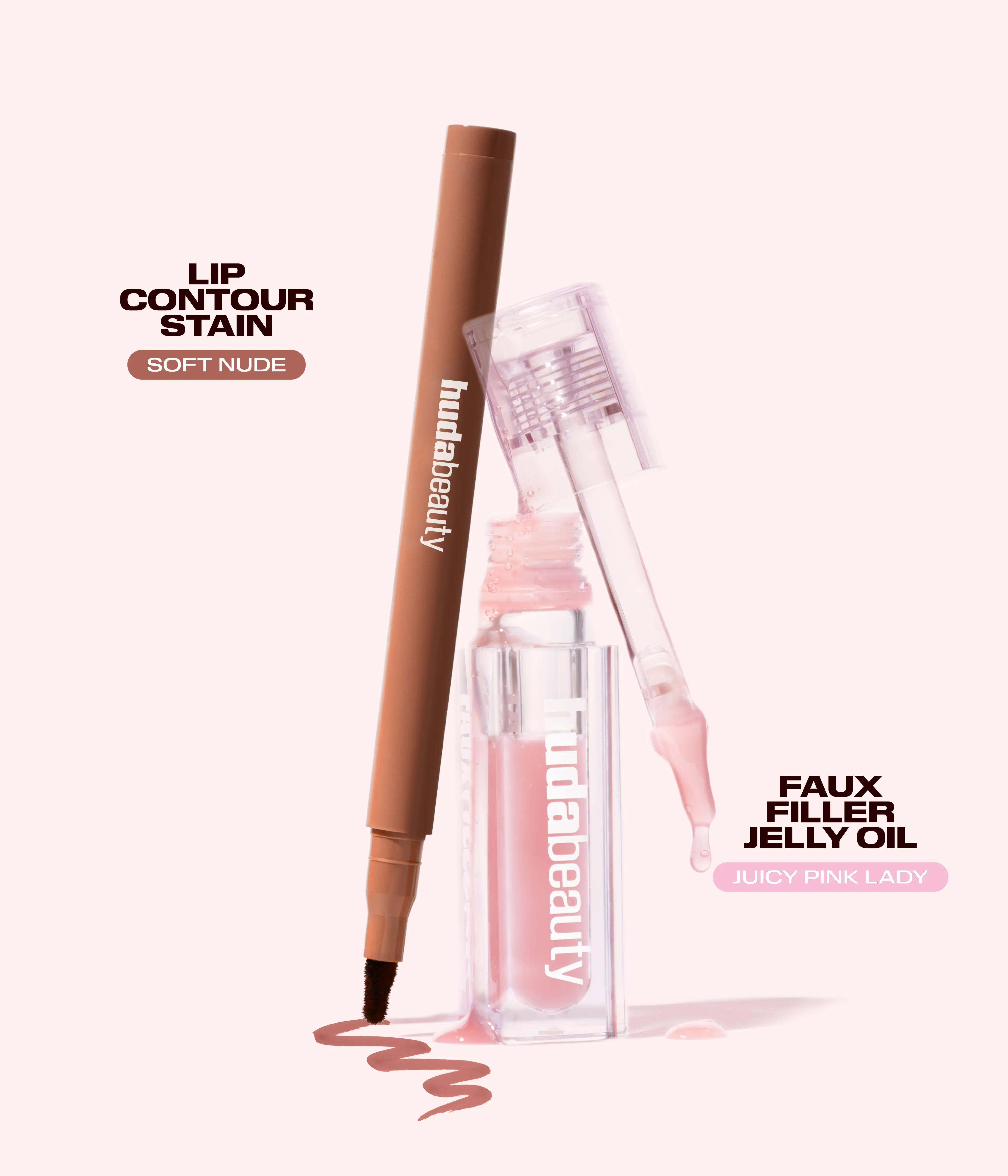 Kiss Me Lip Duo Set – Pink Nude Huda Beauty — textura e acabamento