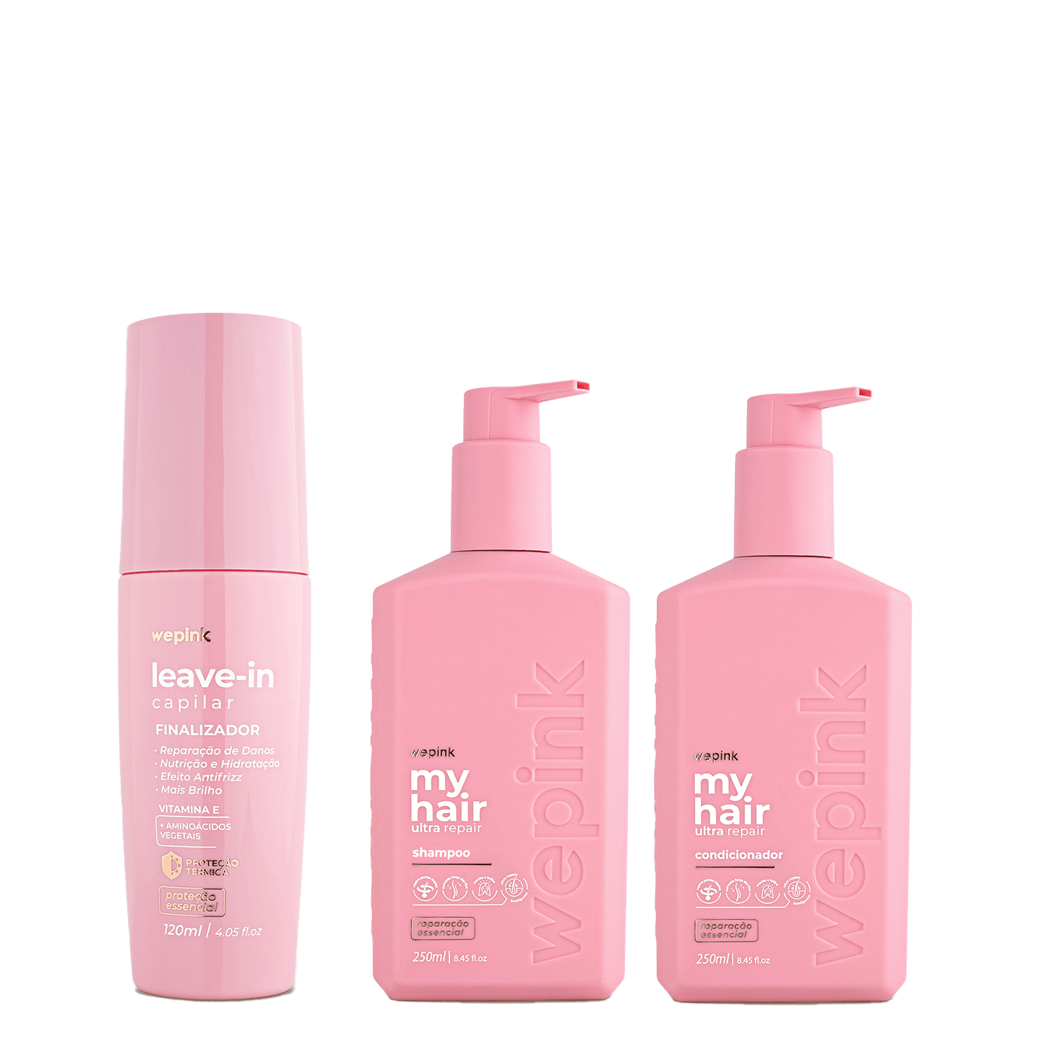 Kit Shampoo + Condicionador + Leave-in - Wepink
