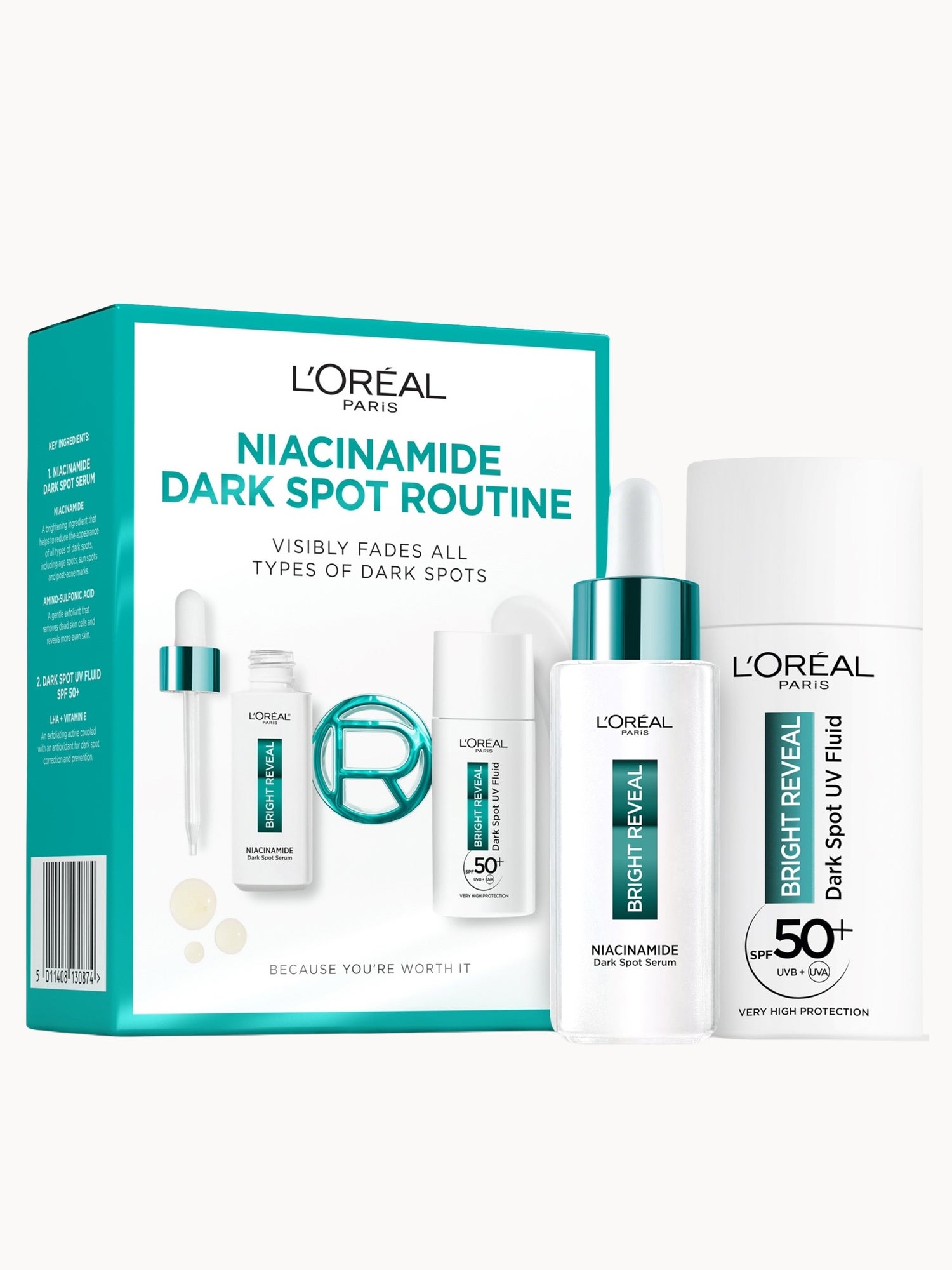 L'Oréal Paris Bright Reveal Niacinamide Dark Spot Set with Serum and UV Fluid SPF50 L'Oréal Paris — textura e acabamento