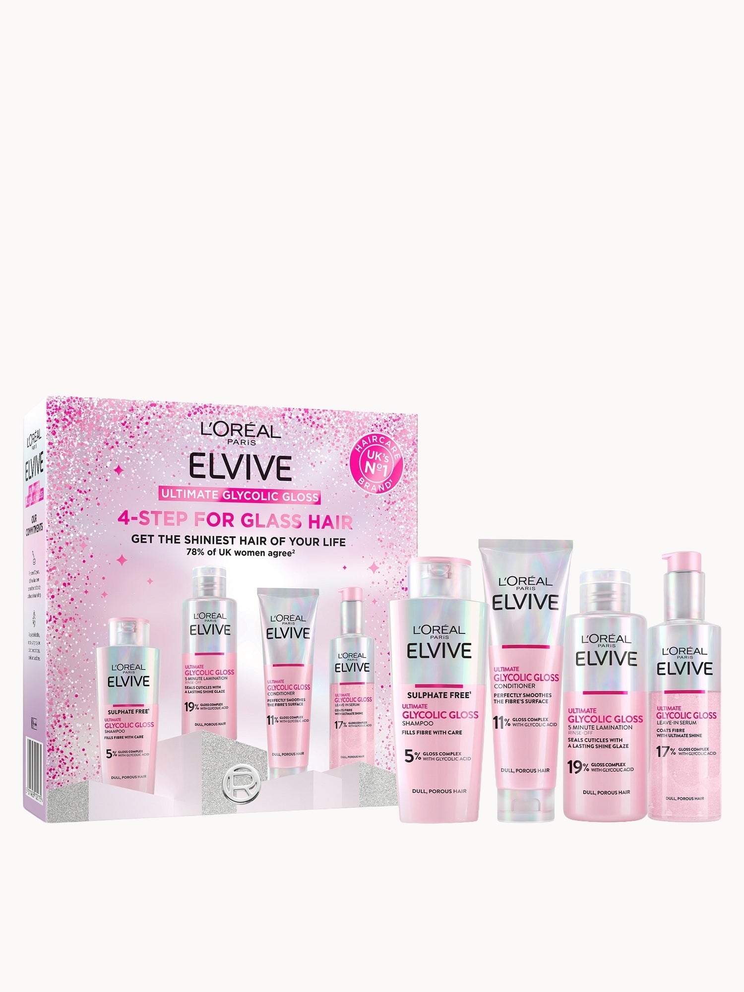 L'Oréal Paris Elvive At-Home Glossing Set (Worth £59.96) L'Oréal Paris — textura e acabamento