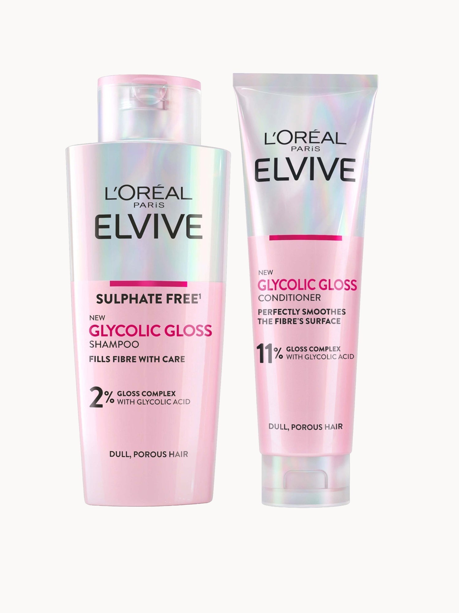 L'Oréal Paris Elvive Glycolic Gloss Shampoo and Conditioner Set for Dull Hair L'Oréal Paris — textura e acabamento