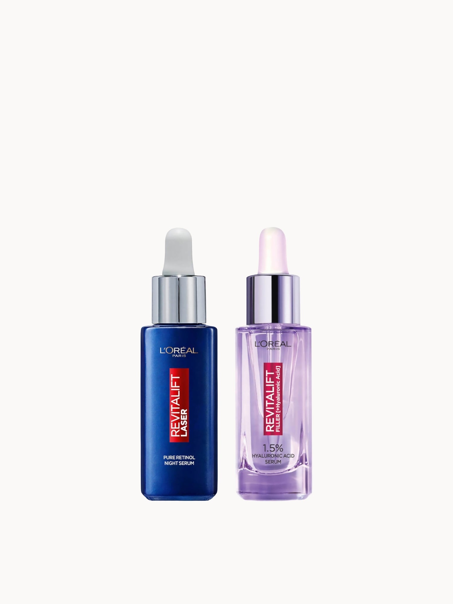 L'Oréal Paris Hyaluronic Acid Serum and Revitalift Laser Retinol Serum Bundle L'Oréal Paris — textura e acabamento