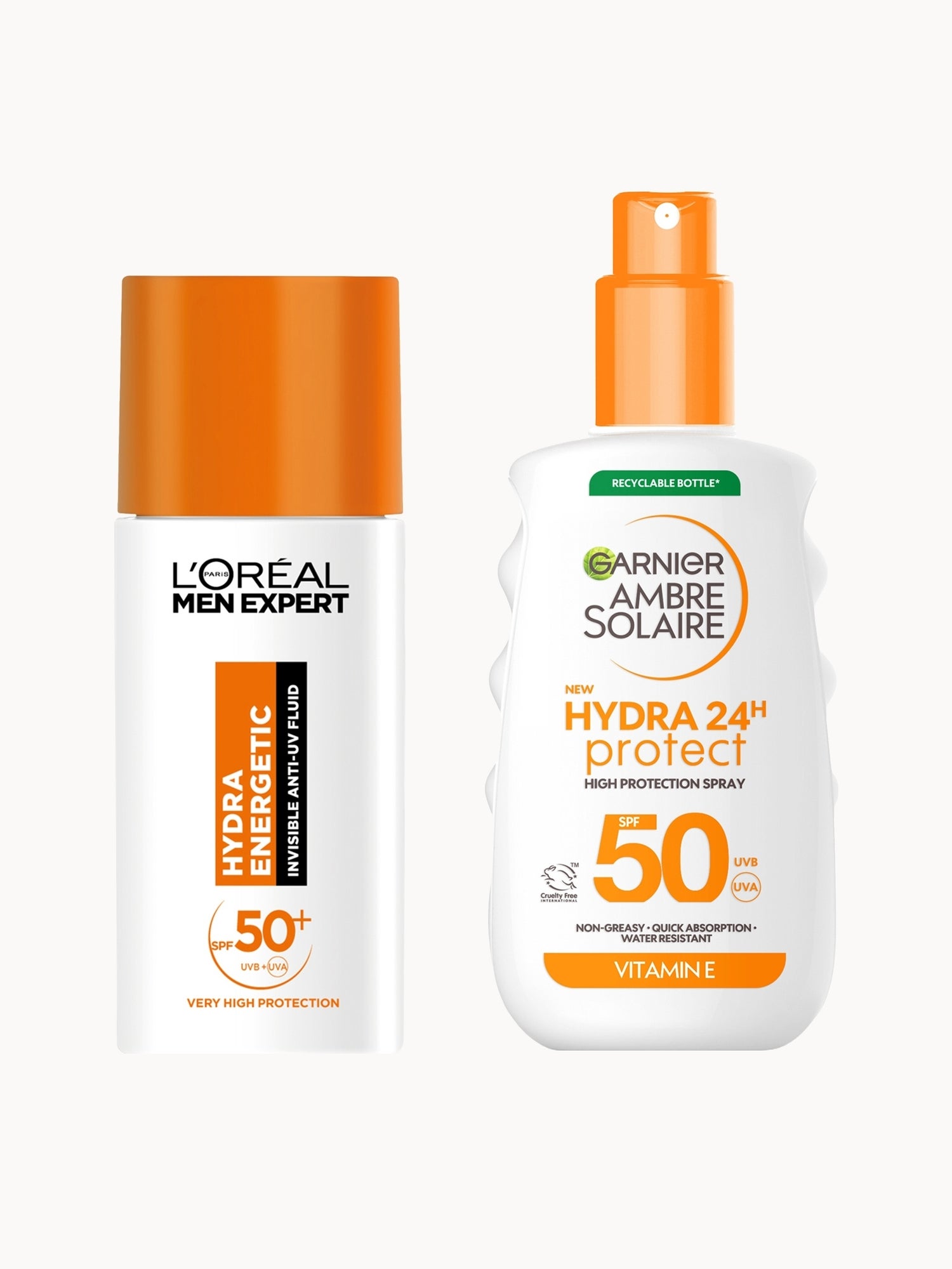 L'Oréal Paris Men Expert x Ambre Solaire SPF50 Face & Body Hydrating Suncream Bundle Garnier — textura e acabamento