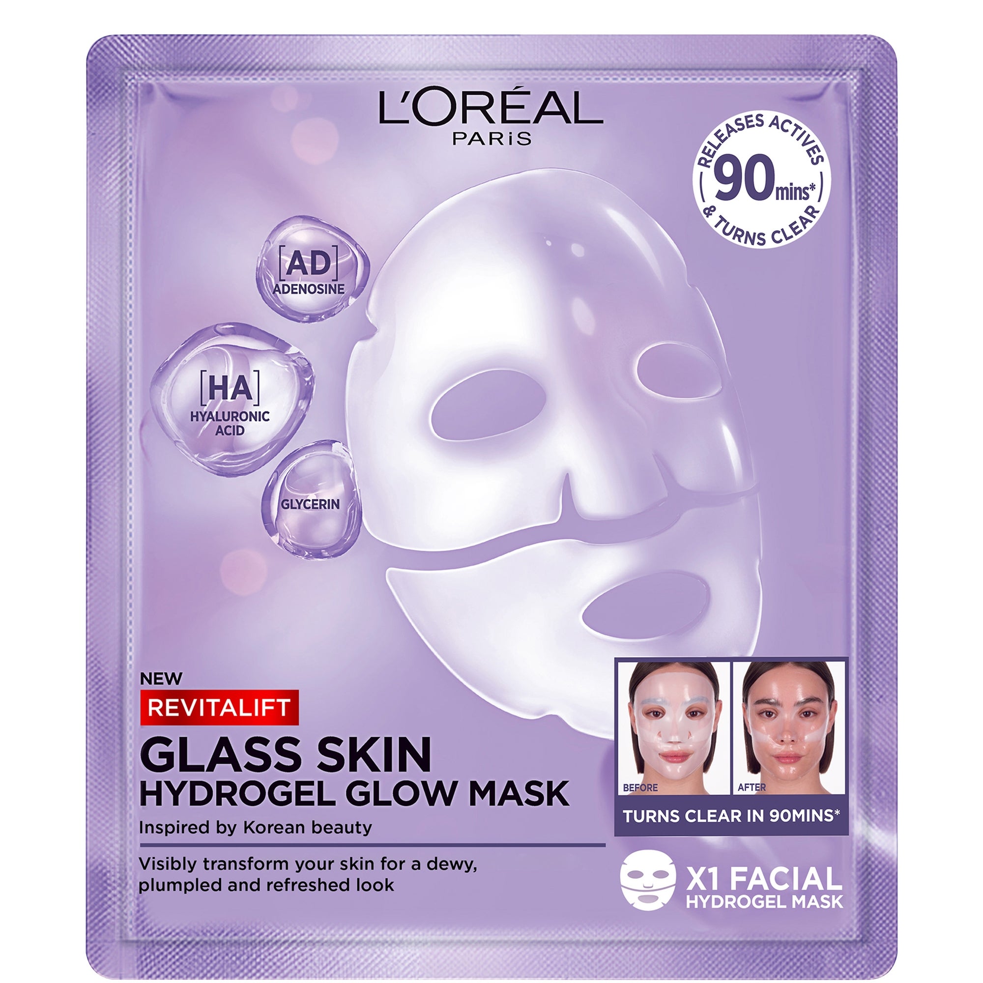 L'Oréal Paris Revitalift Filler Glass Skin Hydrogel Glow Mask 4 pack L'Oréal Paris — detalhe 3
