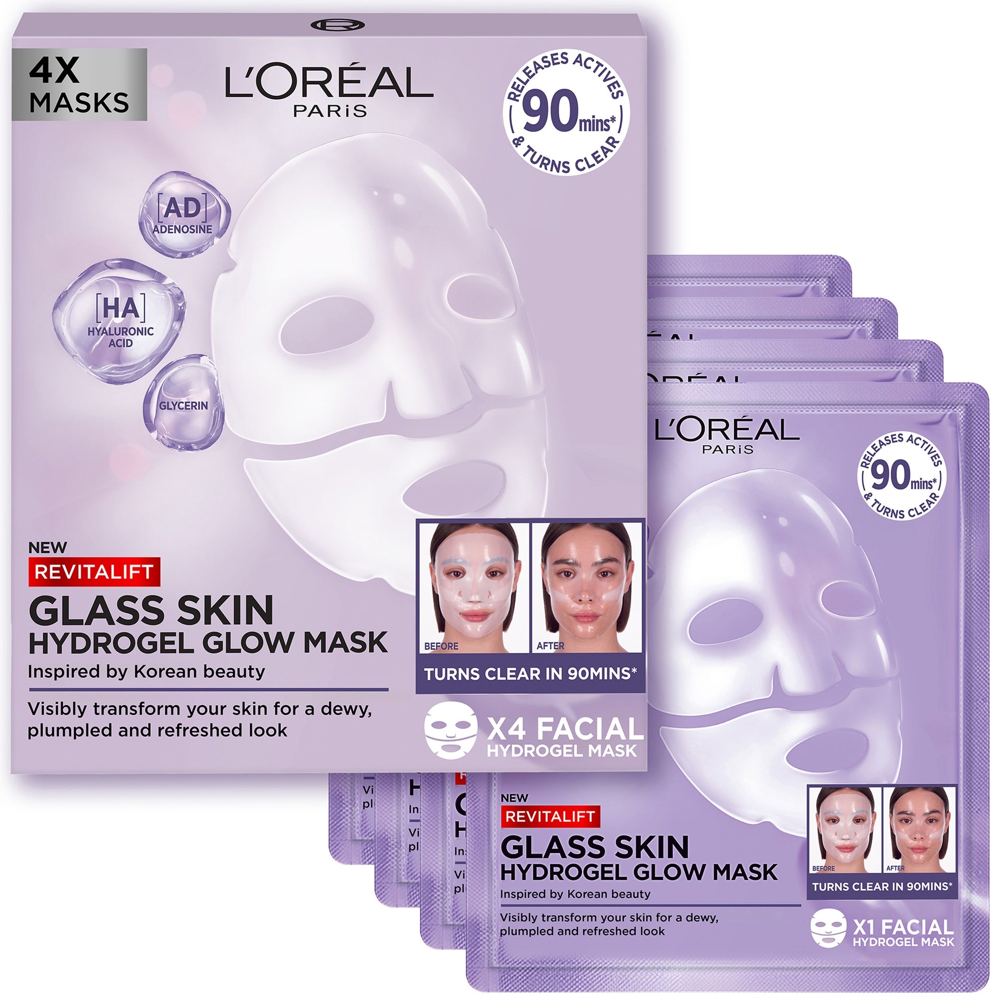 L'Oréal Paris Revitalift Filler Glass Skin Hydrogel Glow Mask Single Pack L'Oréal Paris — textura e acabamento