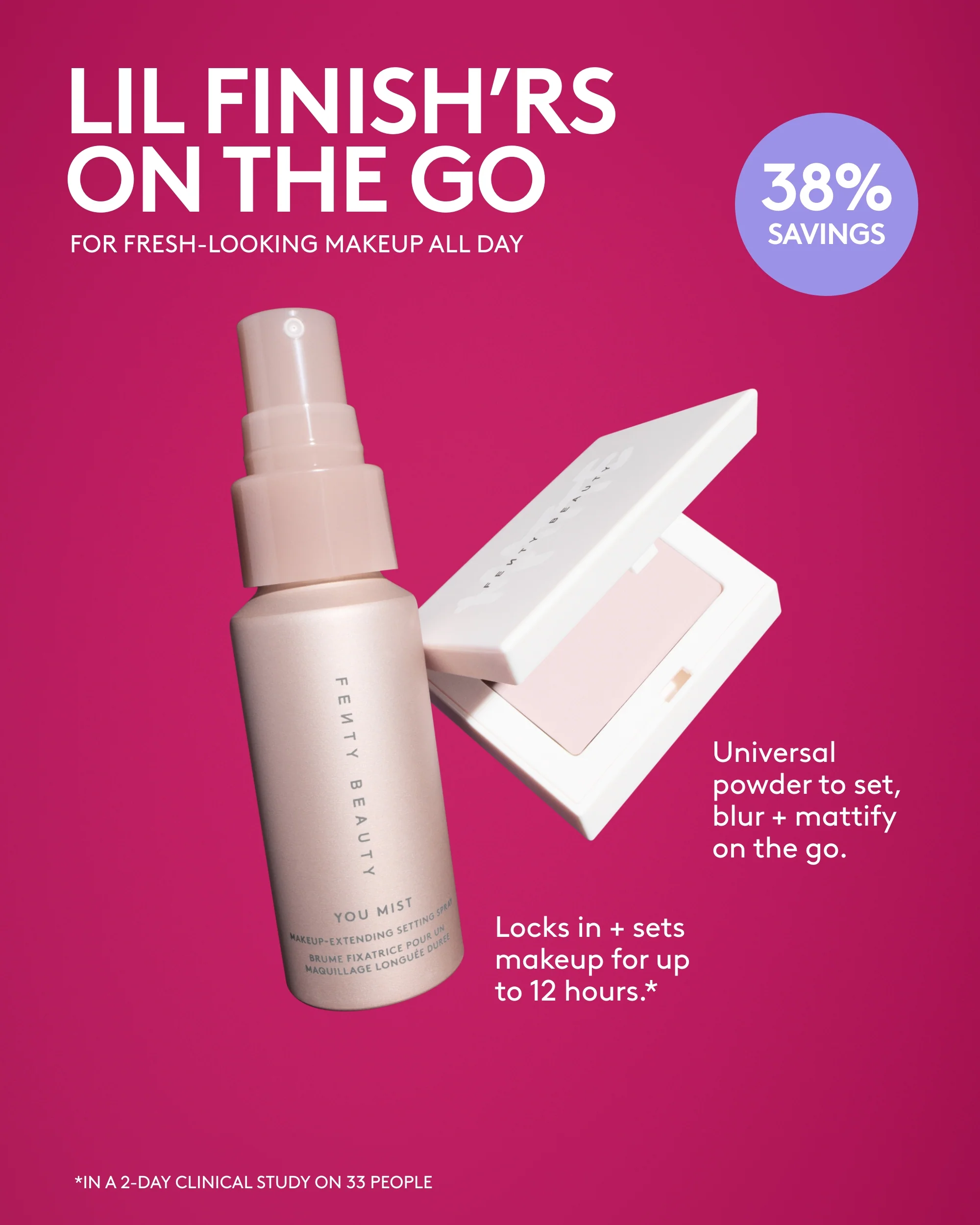 Embalagem de Lil Finish'rs Mini Setting Spray + Blotting Powder Duo em Luanda, Angola - Cosméticos de Luxo Seth