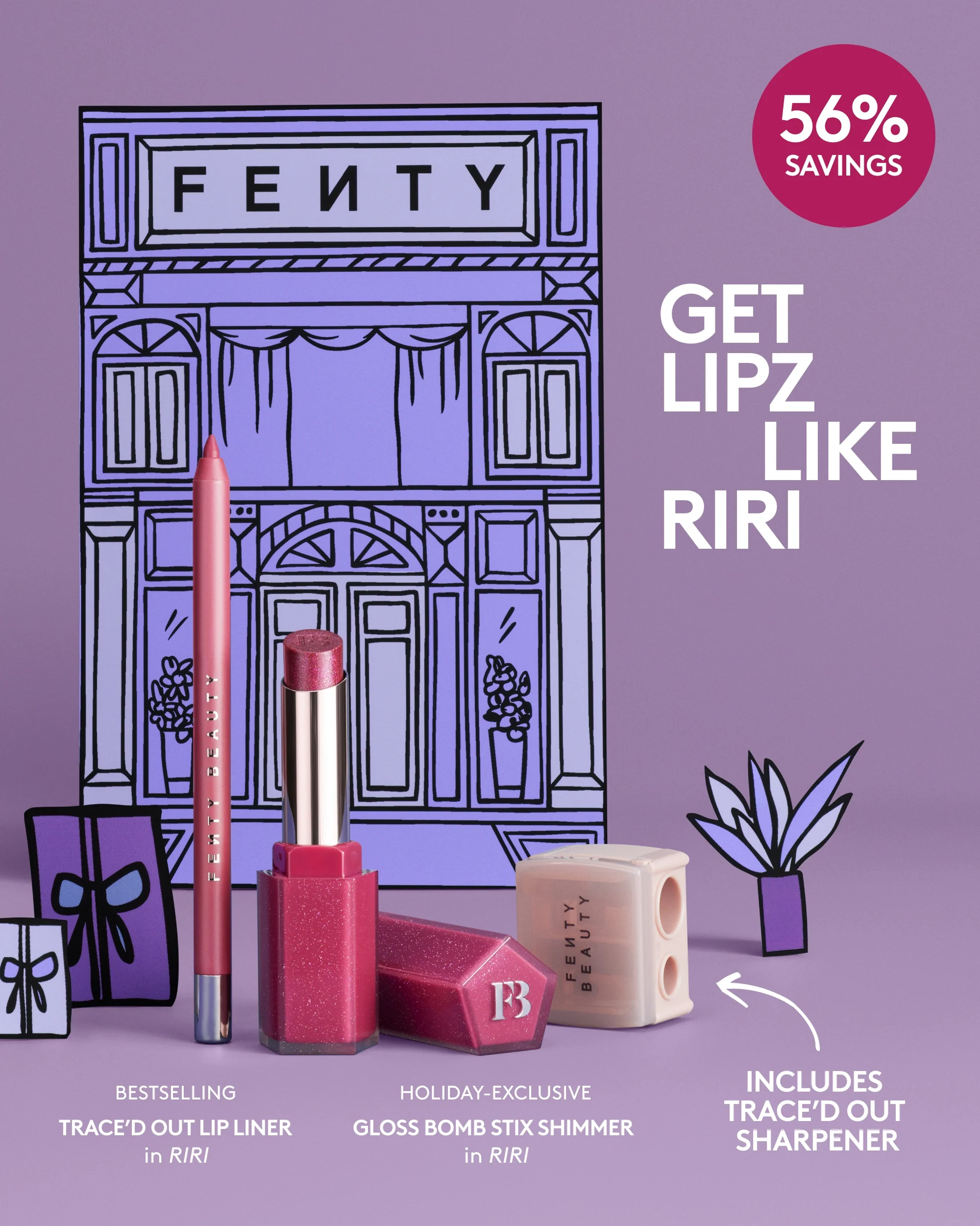 Detalhes de Lipz Like Riri 2 Piece Lip Set + Sharpener para entrega em Luanda, Angola - Seth
