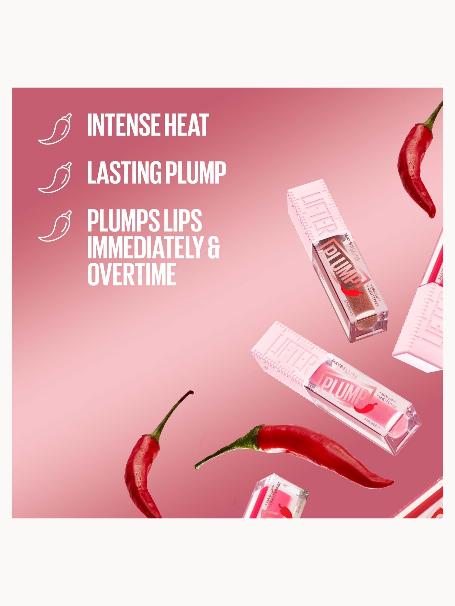 Maybelline Lifter Gloss Plumping Lip Gloss Lasting Hydration Formula With Hyaluronic Acid and Chilli Pepper (Various Shades) Maybelline — detalhe 7