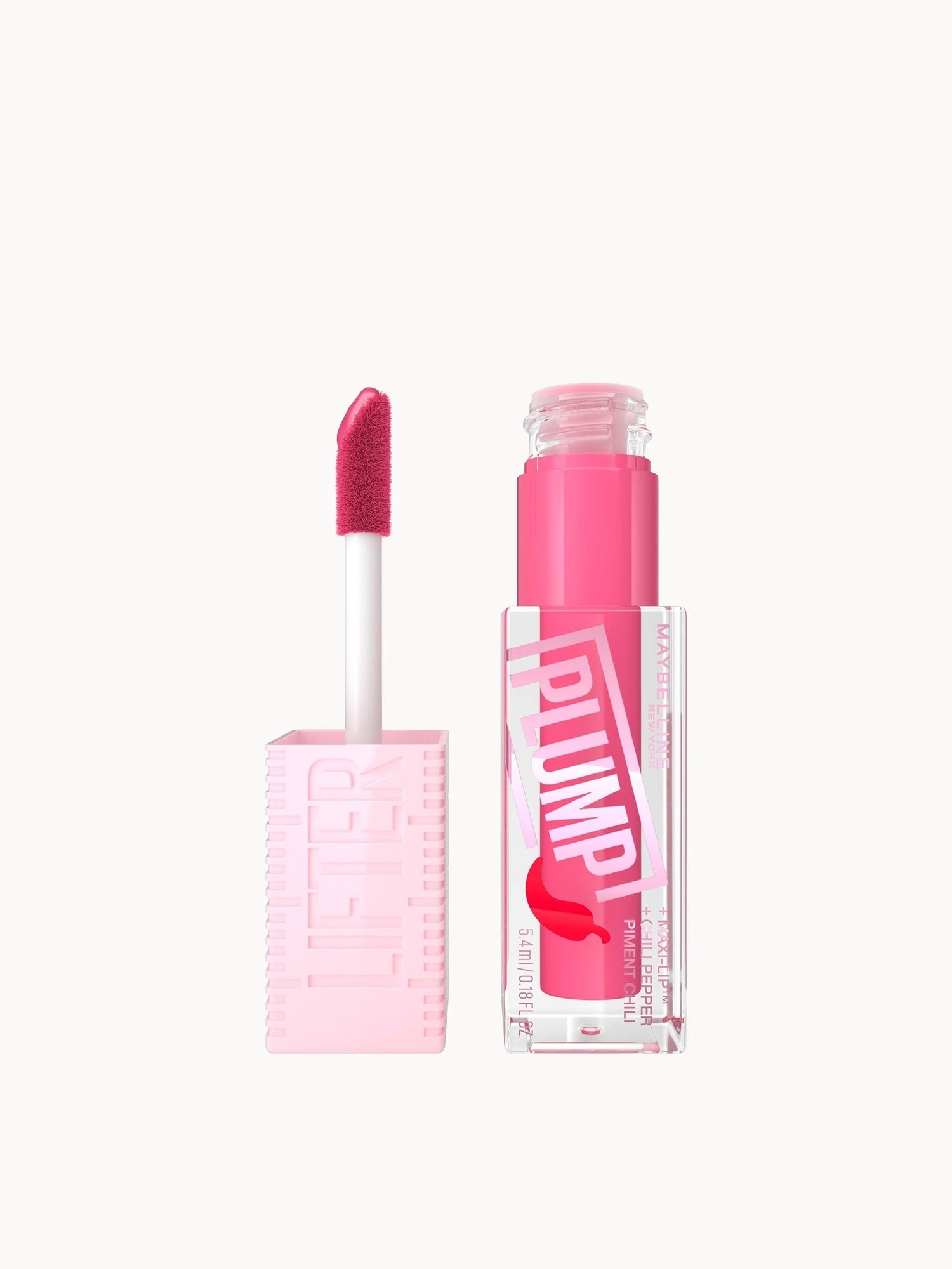 Maybelline Lifter Gloss Plumping Lip Gloss Lasting Hydration Formula With Hyaluronic Acid and Chilli Pepper (Various Shades) Maybelline — textura e acabamento