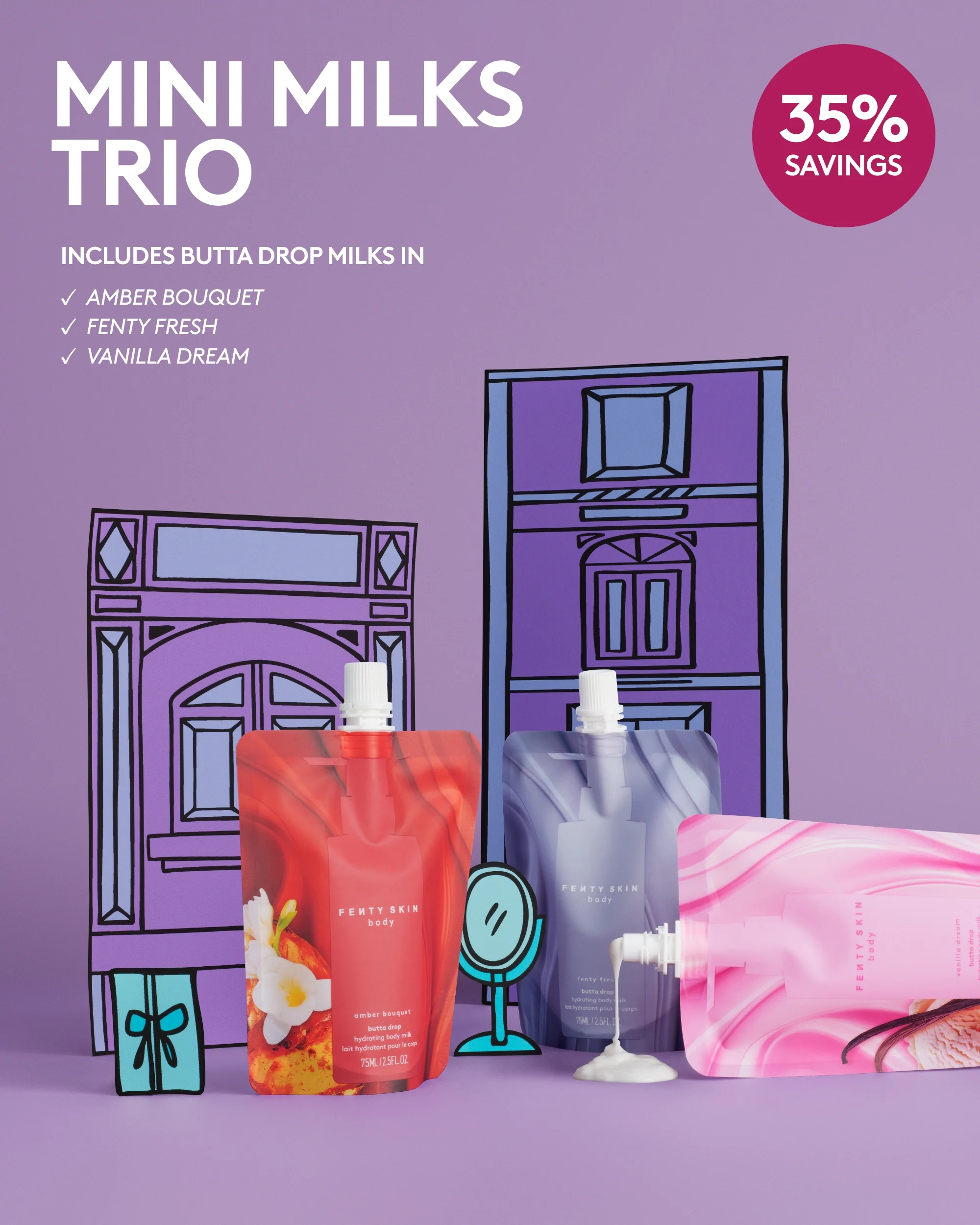 Embalagem de Mini Milks Hydrating Body Milk Travel Pouch Trio em Luanda, Angola - Cosméticos de Luxo Seth
