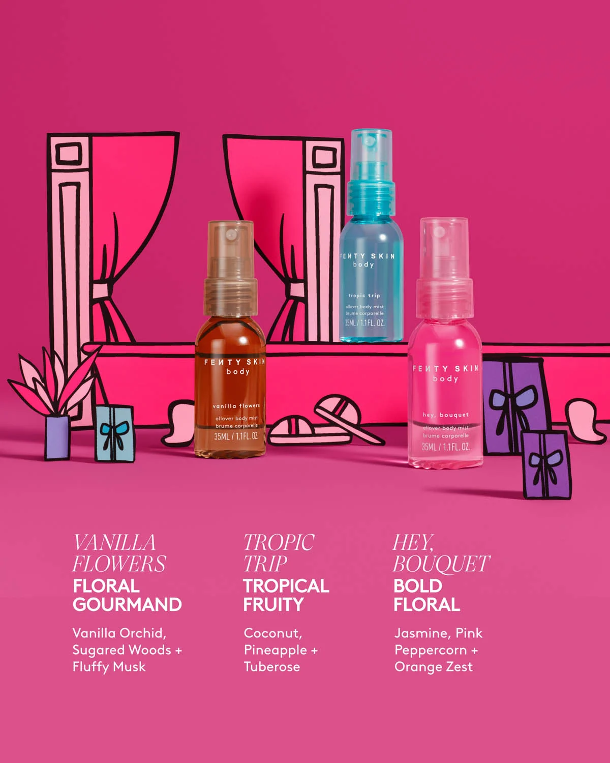 Detalhes de Mist N Match Mini Allover Body Mist Trio para entrega em Luanda, Angola - Seth