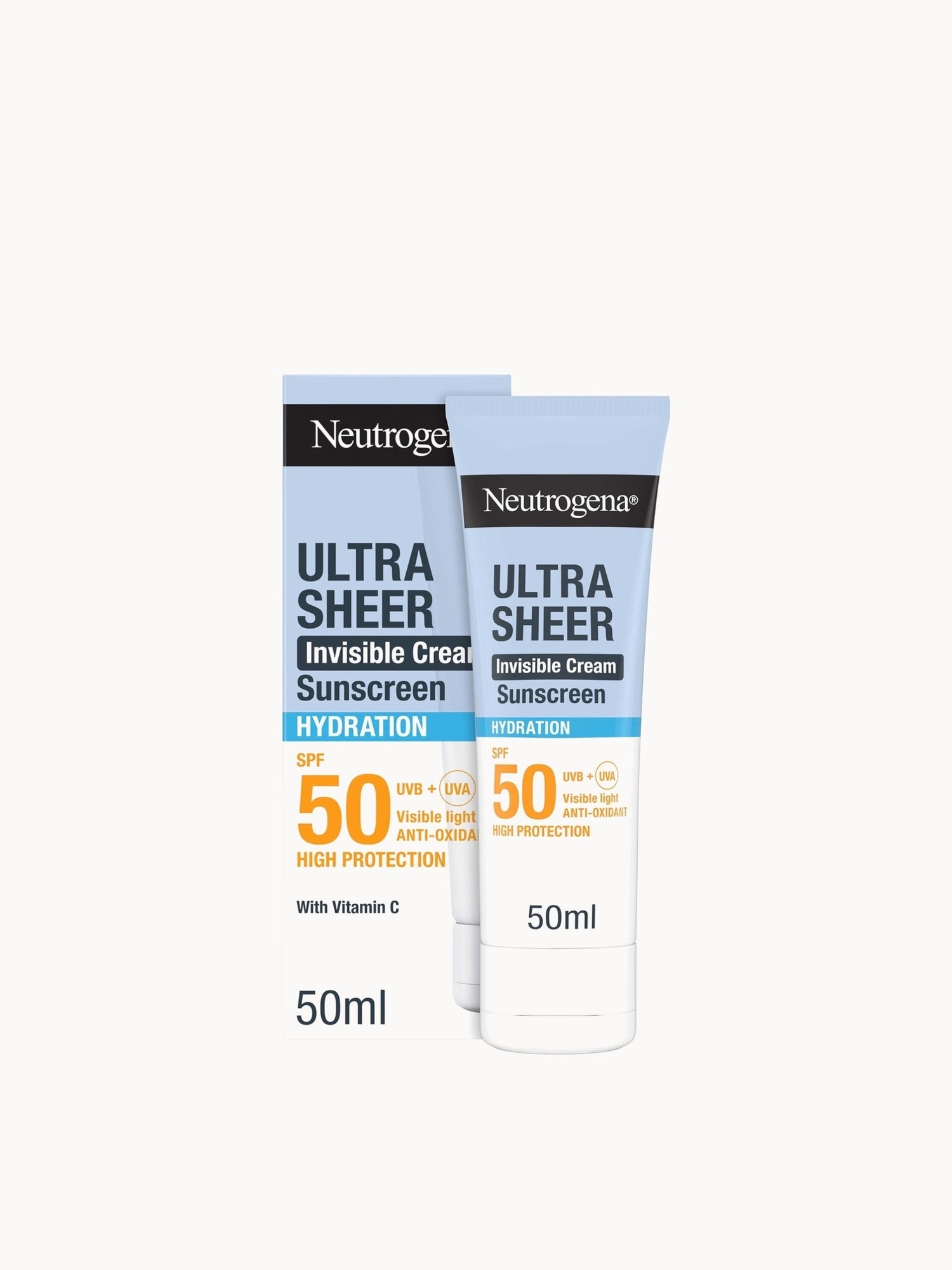 Neutrogena Ultra Sheer Invisible Cream Sunscreen Hydration SPF50 Neutrogena — textura e acabamento