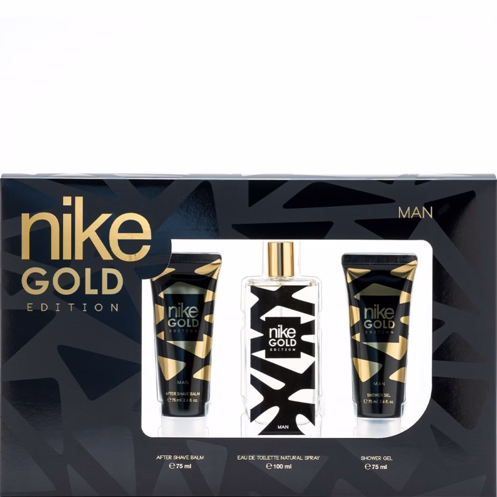 Nike Gift Set Gold Edition Man Eau de toilette — textura e acabamento