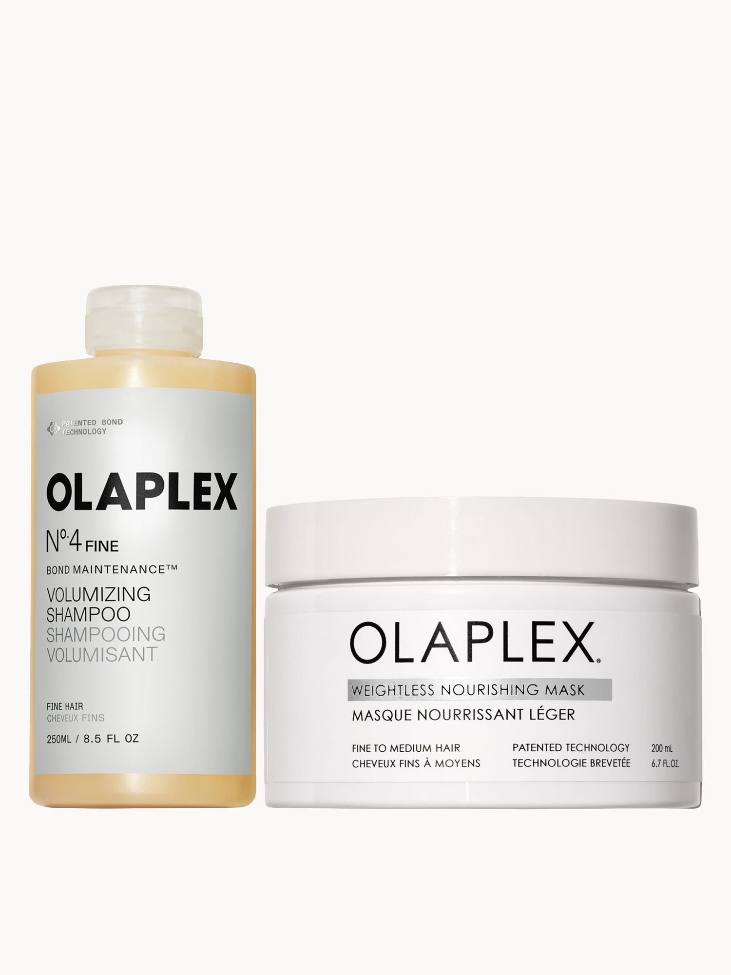 Olaplex No.4 Fine Shampoo & Weightless Nourishing Mask Duo Olaplex — textura e acabamento