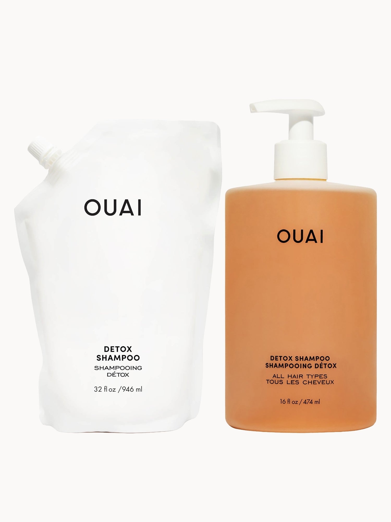 OUAI Detox Shampoo Jumbo + Detox Refill: Detox Shampoo Supply Set — textura e acabamento