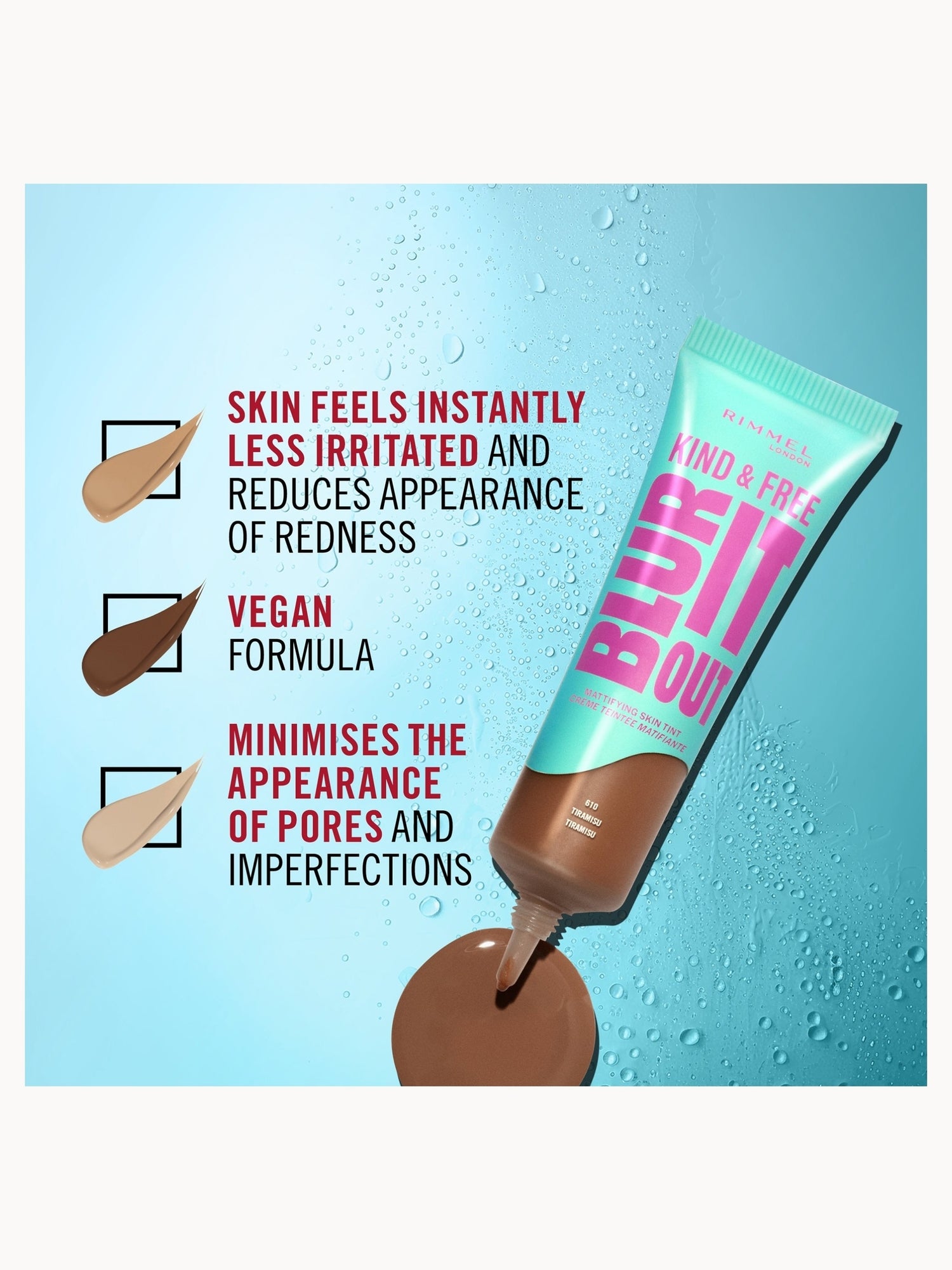 Rimmel London Kind & Free BLUR IT OUT Mattifying Skin Tint 30ml (Various Shades) Rimmel London — detalhe 4