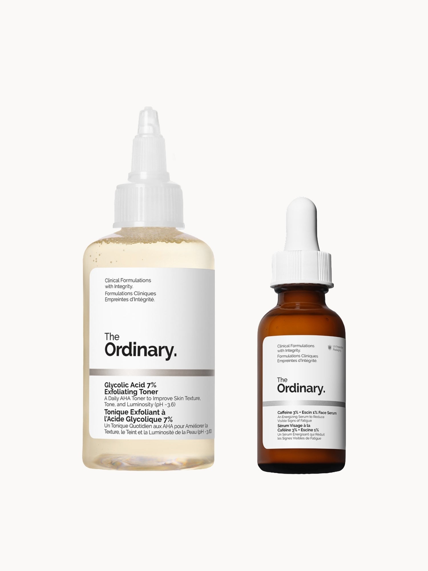 The Ordinary Glycolic Acid Toner & Caffeine Serum Radiant Skin Duo The Ordinary — textura e acabamento