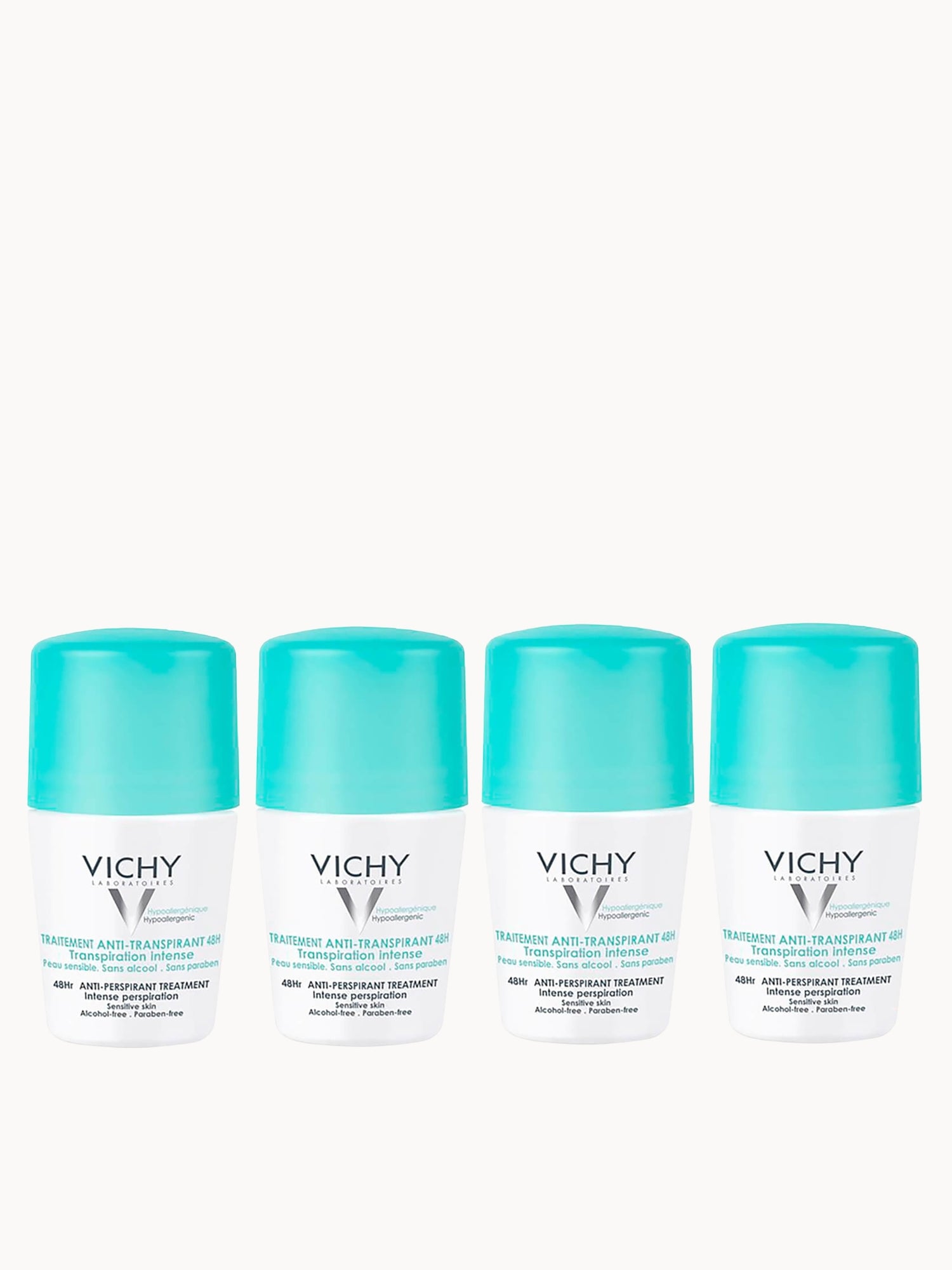 VICHY 48 Hour Intensive Anti-Perspirant Roll-on Deodorant Set for Sensitive Skin 4 x 50ml Vichy — textura e acabamento