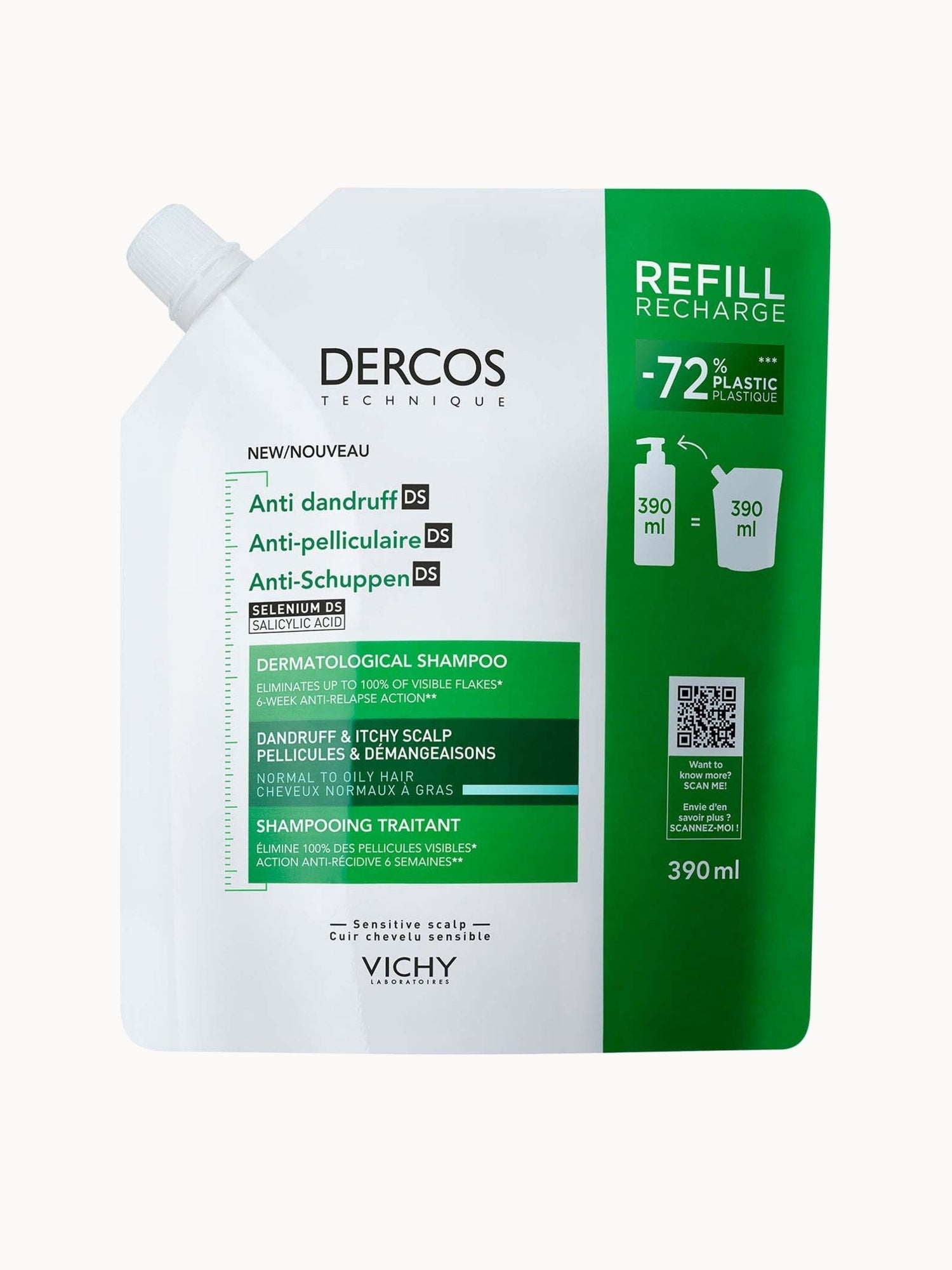 Vichy Dercos Anti-Dandruff Dermatological Shampoo for Normal to Oily Hair 390ml Refill — detalhe 8