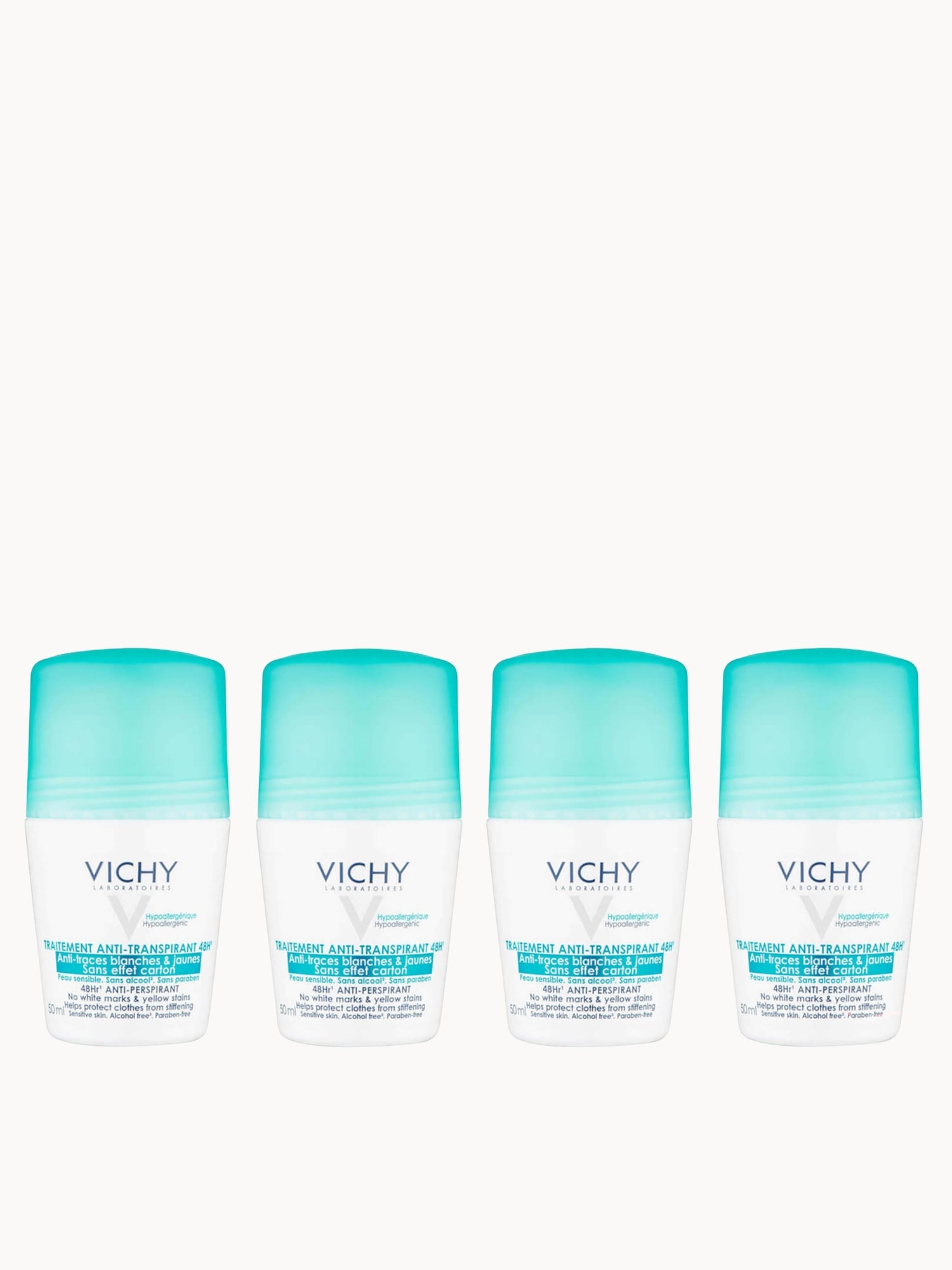VICHY No Marks Roll-on Deodorant Set 4 x 50ml Vichy — textura e acabamento