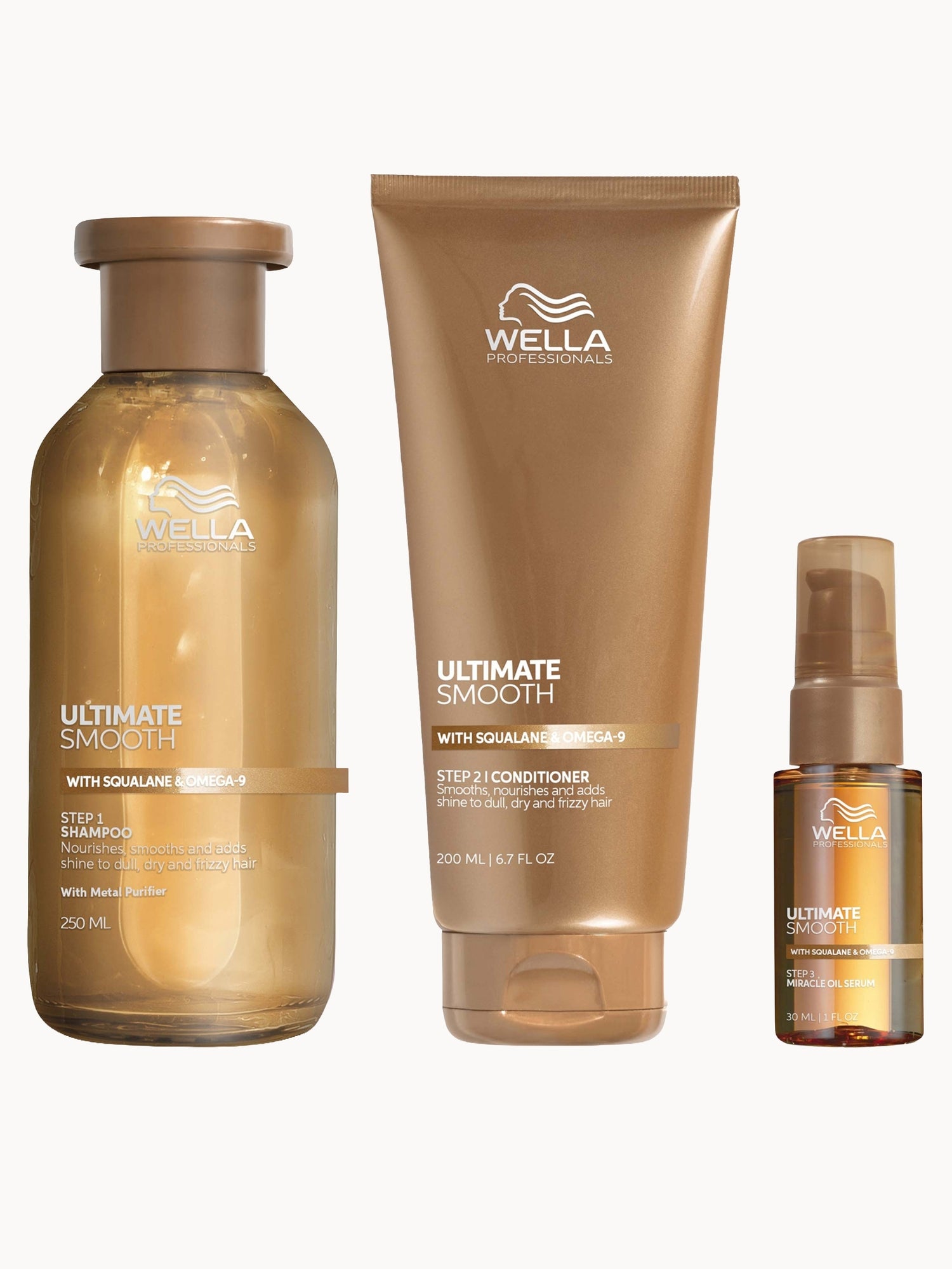 Wella Professionals Ultimate Smooth Regimen Bundle with Squalane & Omega 9 for Dry, Dull & Frizzy Hair Wella Professionals — textura e acabamento